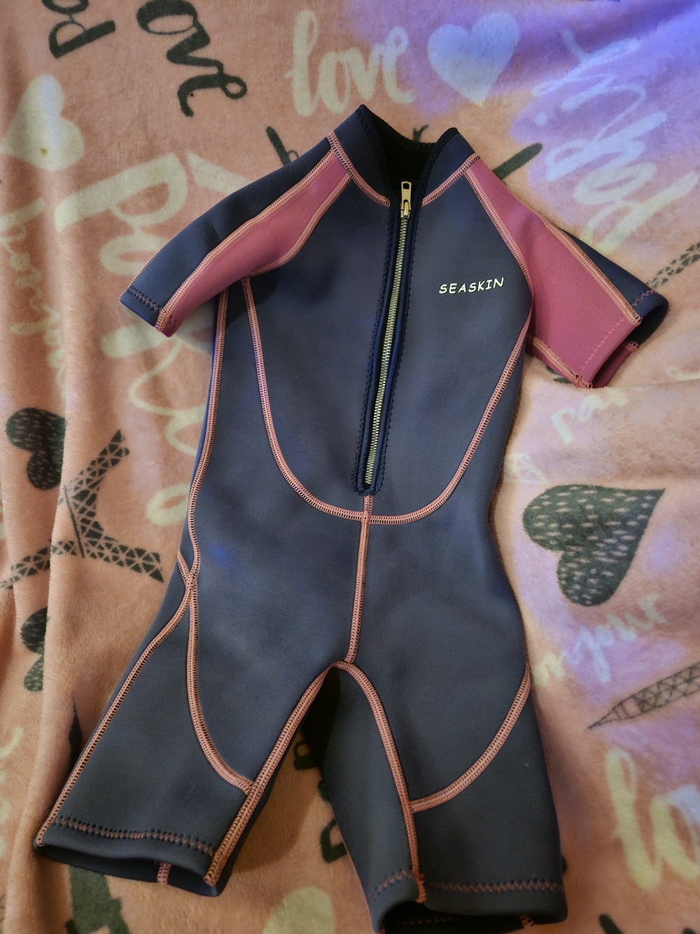 Skin Kids Shorty Wetsuit - Pink and Navy